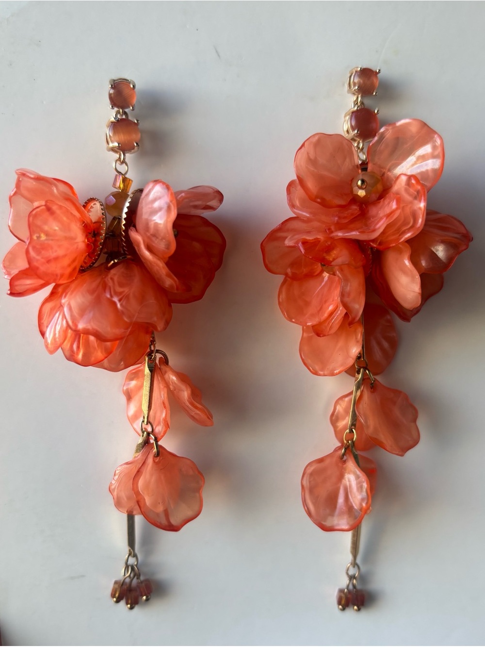 Anthropologie Coral Floral Drop Earrings - Women Jewelry